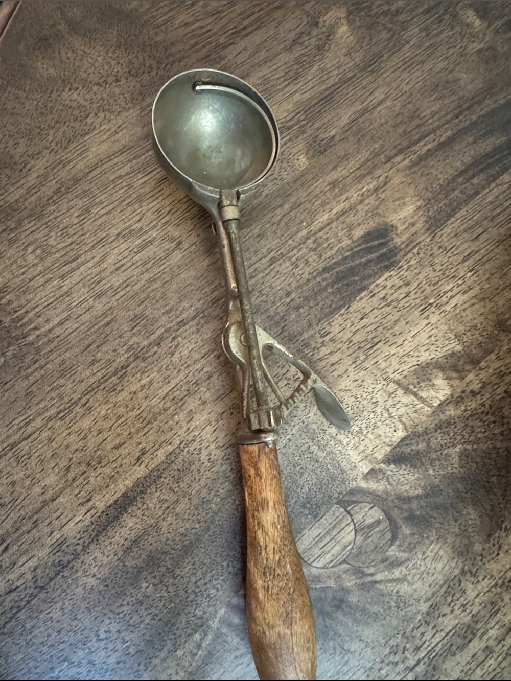 Antique Brass and Wood Ice Cream Scoop Gilchrist